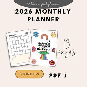 Planejador mensal 2026, organizador de agenda, planejador de calendário, materiais de escritório, ferramenta de produtividade, planejador de metas, agenda