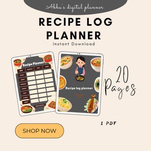 Recipe Log Planner, Kitchen Journal, Cooking Notebook, Recipe Book, Meal Organizer, Chef Gift, Culinary Record