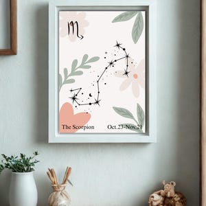 Póster del Zodíaco para Niños – Signo Escorpio en PDF – Arte Mural Astrológico Imprimible – Decoración para la Habitación Infantil o el Aula – Descarga Instantánea