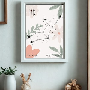 Póster del Zodíaco para Niños – Signo Virgo en PDF – Arte Mural Astrológico Imprimible – Decoración para la Habitación Infantil o el Aula – Descarga Instantánea