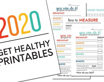 Printable Get Healthy, Fitness Planner, Weight Loss Tracker, Weight Loss Log - Editable