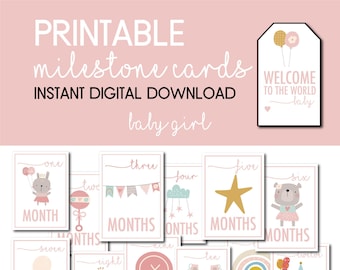 Baby Girl Milestone Cards Instant Download
