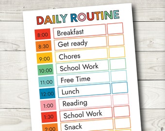 Daily Routine,Printable Daily Routine, Responsibility Chart, Chore Chart Printable, Editable PDF, Instant Download