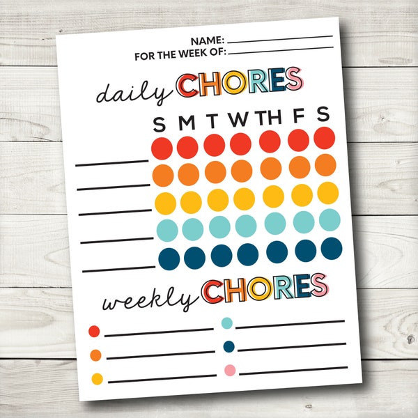 Kids Chore Chart, Chore Chart for Kids, Kids Chores, Responsibility Chart, Chore Chart Printable, Editable PDF, Instant Download