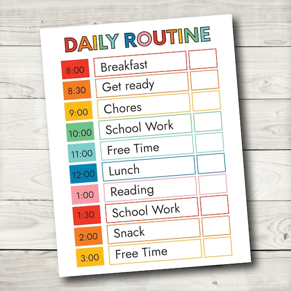 Daily Routine,Printable Daily Routine, Responsibility Chart, Chore Chart Printable, Editable PDF, Instant Download