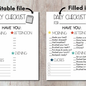 Editable Daily Checklist, Daily Routine,printable Daily Routine ...