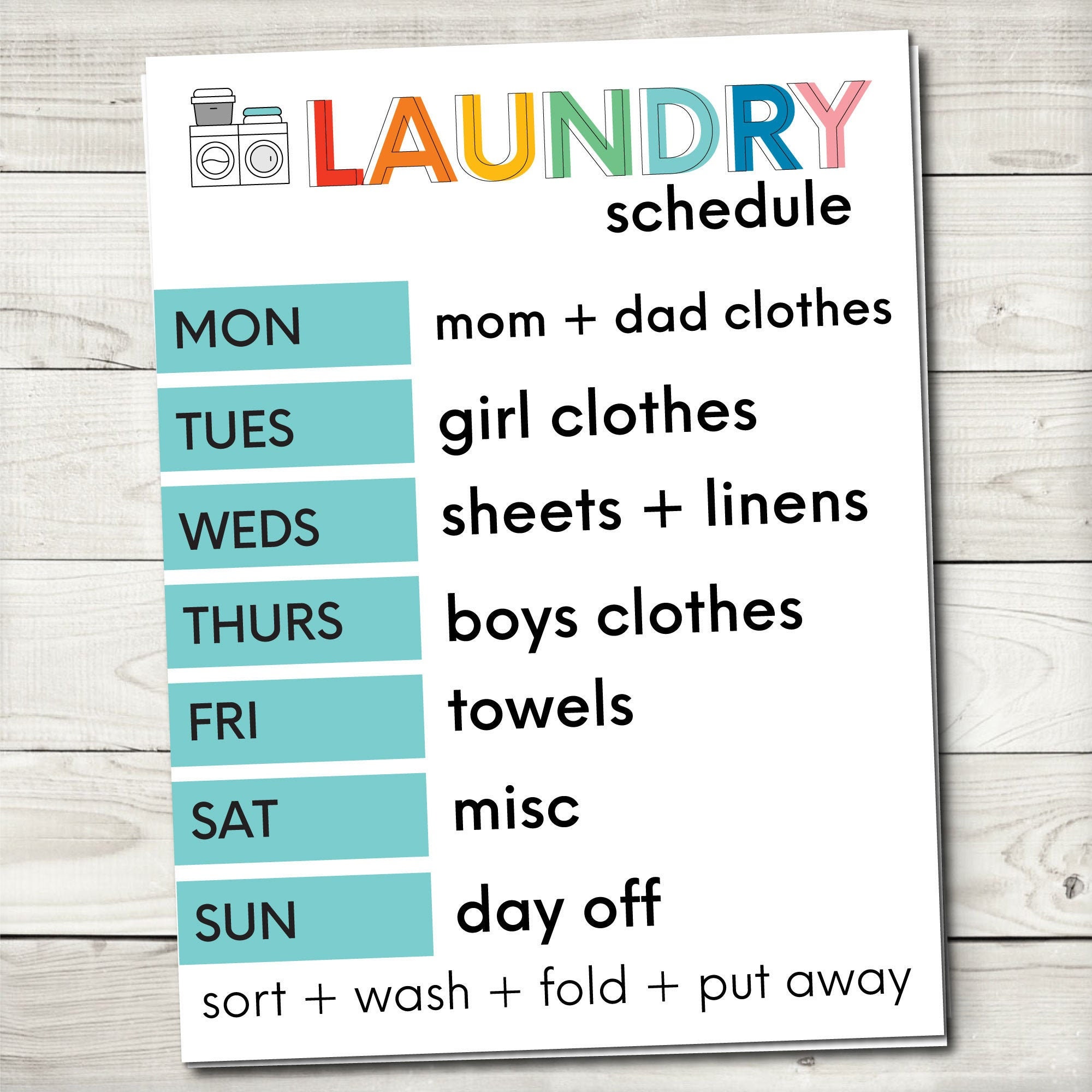 Editable Laundry Schedule Printable Etsy Australia
