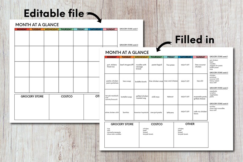 Printable Meal Planning Bundle  Editable image 3