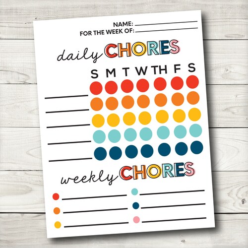 Kids Chore Chart, Chore Chart for Kids, Kids Chores, Responsibility Chart, Chore Chart Printable, Editable PDF, Instant Download