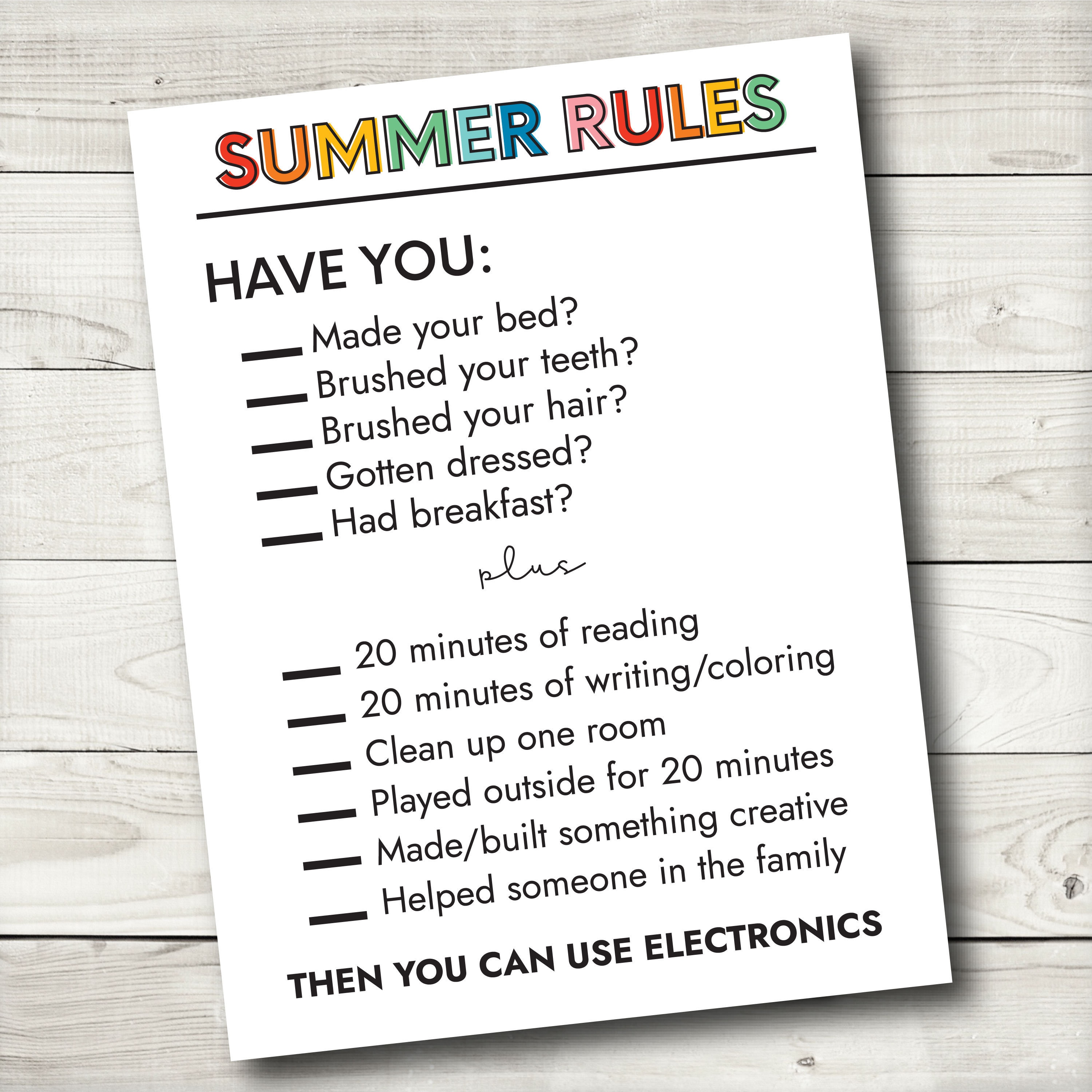 Editable Summer Rules Printable Etsy UK