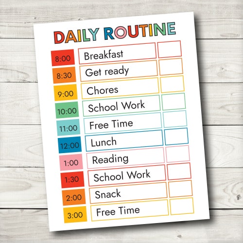 Daily Routine,Printable Daily Routine, Responsibility Chart, Chore Chart Printable, Editable PDF, Instant Download