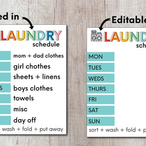 Editable Laundry Schedule Printable image 3