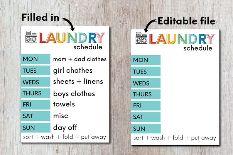 Editable Laundry Schedule Printable image 3