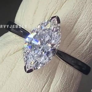 Anello di fidanzamento con taglio marquise, anello da viaggio, anello di promessa regalo per lei, anello con diamante solitario, anello importante, regalo di proposta di matrimonio di lusso
