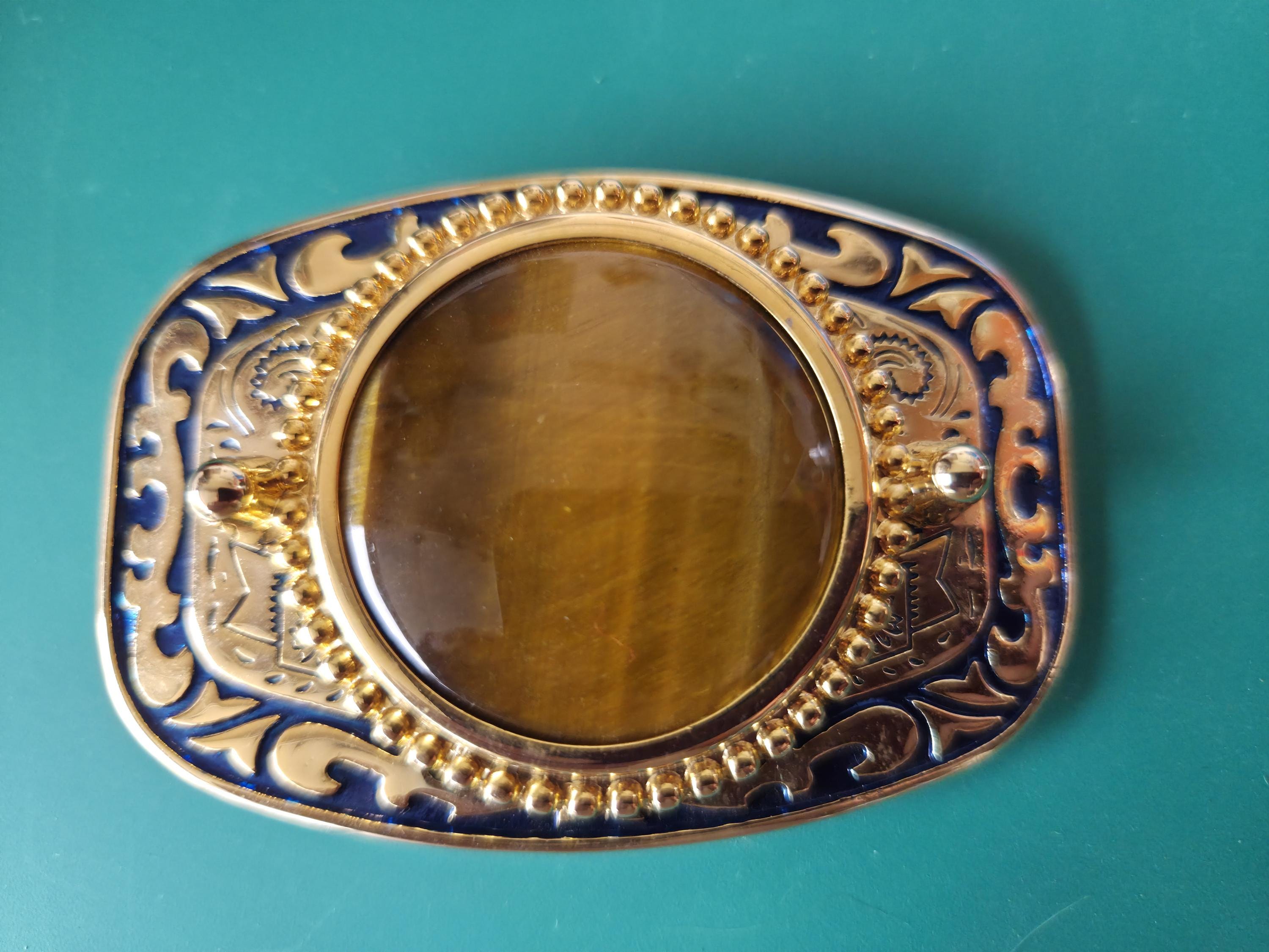 Vtg Beautiful Metallic Wooden Tigers Eye Hook Belt Antique Gold Tigers Eye Belt Buckle main image 4