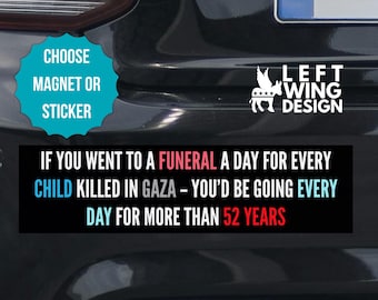 Free Palestine Gaza Bumper Sticker Car Magnet Liberal Anti Conservative Fascist MAGA Cult Trump FDT Progressive Protest Anti Israel