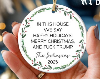 FDT Family Keepsake Ornament Christmas Custom Political Gift Holiday Ceramic Tree Decoration