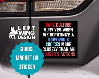 Believe Survivors Square Car Magnet Bumper Sticker Prosecute Abusers