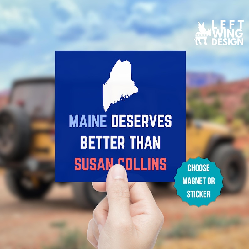 Magnetism Display Lettering Anti Susan Collins Square Car Magnet Sticker Maine Deserves Better - Etsy