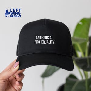 Anti-Social Pro-Equality Embroidered Dad Hat Adjustable Cotton Cap Progressive Democrat Liberal Progressive Political Baseball Anti MAGA FDT