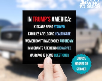 Adesivo magnético para carro "América de Trump" - Adesivo de protesto progressista e esquerdista anti-Trump