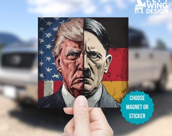 Anti Trump Square Car Magnet Bumper Sticker Anti MAGA FDT Hitler