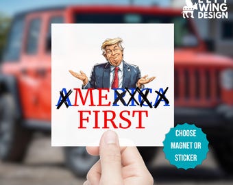 Anti Trump America First Square Car Magnet Bumper Sticker