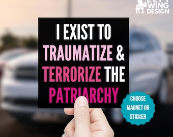 Feminist Square Car Magnet Bumper Sticker Anti Patriarchy