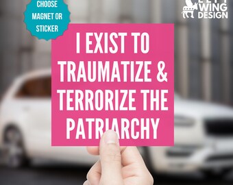 Feminist Square Car Magnet Bumper Sticker Anti Patriarchy