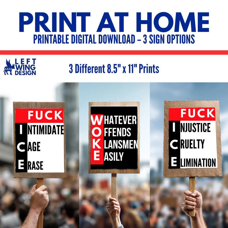Anti ICE Printable Protest Sign Digital Art to Print Make Your Own ...