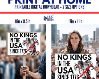 Anti Trump Printable Protest Sign Digital Art to Print Make Your Own Rally Sign Print At Home No Kings Leftist Progressive Democrat