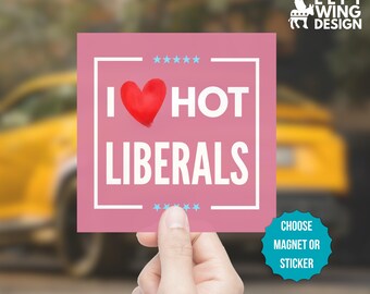 I Love Hot Liberals Bumper Sticker Car Magnet