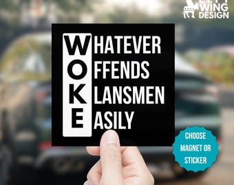 WOKE Anti-Racist Bumper Sticker Car Magnet Human Rights