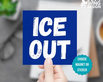 ICE Out Square Car Magnet Bumper Sticker Anti Trump Abolish ICE