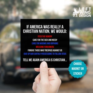 If America Was Really A Christian Nation Car Magnet Square Sticker Anti-Trump MAGA Democrat Resist FDT Anti Republican Devil Human Rights
