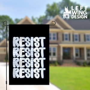Resist Coquette Garden Flag Anti Trump House Banner Yard Sign Democrat Political Merch Anti Republican Anti-Maga FDT Protest Floral Gingham