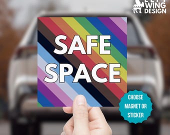 Safe Space Square Car Magnet Bumper Sticker Progressive Pride