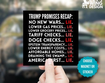 Anti Trump Square Car Magnet Sticker MAGA Republican Lies