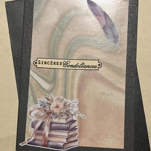 Carte de condoléances deuil + enveloppe assortie - dimensions 15x10 cm - carte fait main
