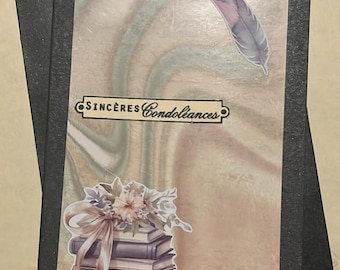 Condoleancekaart + bijpassende envelop - afmetingen 15x10 cm - handgemaakte kaart