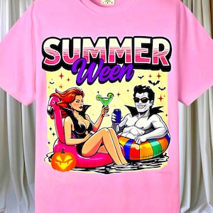 Summerween Halloween T-Shirt | Funny Spooky Beach Tee | Vampire Pool Party Shirt | Halloween in Summer | 1612