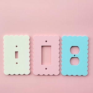 Scalloped Edge Biscuit Light Switch Cover – Decorative Wall Plate for Rocker, Toggle, Outlet – Pastel, Custom Colors, Kids Room Decor