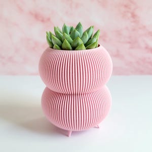 Modern Bubble Planter – Cute Ribbed Succulent Pot with Drainage, Indoor Plant Pot for Home or Office Decor