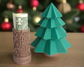 Christmas Tree Maze Box • Personalized Puzzle Gift • Fun Money Holder • Custom Holiday Stocking Stuffer