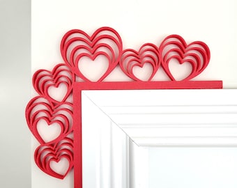 Valentine’s Day Door Corner, Hearts Door Topper, Valentine's Decor, Seasonal Decor, Valentines Day Themed Decor, Home Decor, Door Trim