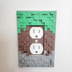 Gaming-Inspired Outlet Duplex Cover - Pixel Block Design for Kids & Gamers, Fun and Custom Wall Plate Cover, Room and Home Decor