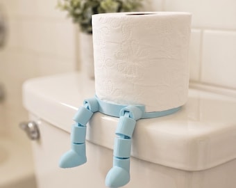 Adjustable Toilet Paper Holder Buddy with Flexible Legs, Bathroom Roll Stand for Regular and Large Rolls,