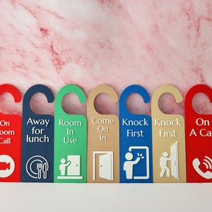 Office Door Hanger Signs – Office Privacy Sign Pack, Do Not Disturb Signs, Remote Work Decor, Multiple Designs & Colors
