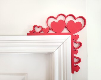 Valentine’s Day Door Corner, Hearts Door Topper, Valentine's Decor, Seasonal Decor, Valentines Day Themed Decor, Home Decor, Door Trim