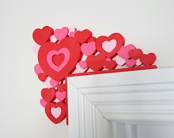 Valentine’s Day Door Corner, 3 Colors Hearts Door Topper, Valentine's Decor, Seasonal Decor, Valentines Day Themed Decor, Home Decor